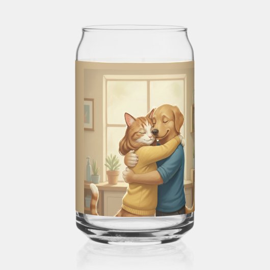 Dog and Cat Hug Printed Can Glass ガラス缶 (裏面)