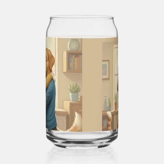 Dog and Cat Hug Printed Can Glass ガラス缶 (左)