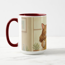 Dog and Cat Hug Wrap-Around Two-Tone Mug マグカップ