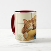 Dog and Cat Hug Wrap-Around Two-Tone Mug マグカップ (正面左)
