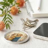 Dog and Cat Hugging Keychain キーホルダー (側面)