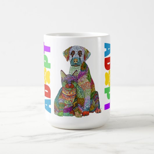 Dog and Cat Pet Adoption Awareness Mug コーヒーマグカップ (中央)