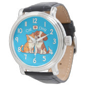 Dog and Cat Wrist Watch – Cute Pets Animal Timepie 腕時計 (アングル)