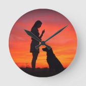 dog and girl  Round Clock ラウンド壁時計 (正面)
