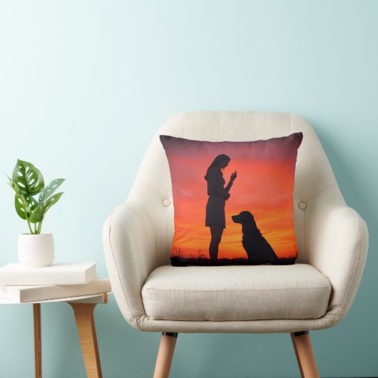 dog and girl Throw Pillows クッション (椅子)