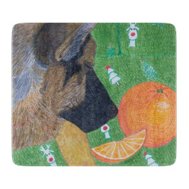 Dog and orange cutting board カッティングボード