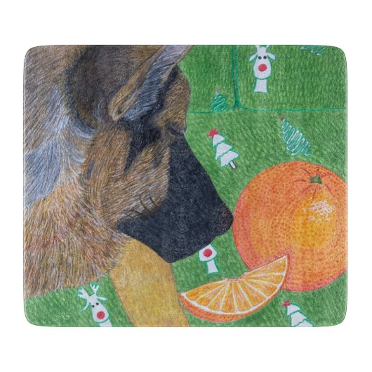 Dog and orange cutting board カッティングボード (正面)