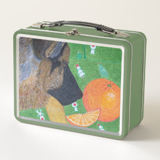 Dog and orange metal lunch box メタルランチボックス