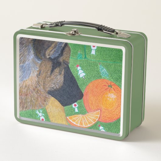 Dog and orange metal lunch box メタルランチボックス (正面)