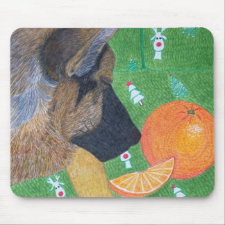 Dog and orange mouse pad マウスパッド