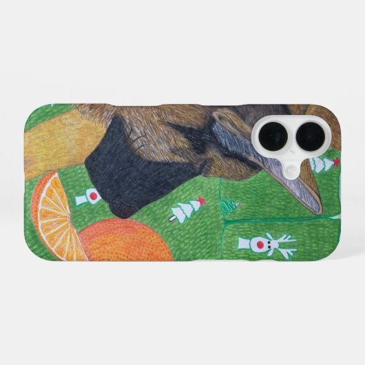 Dog and orange phone case iPhone 16ケース (裏面横)