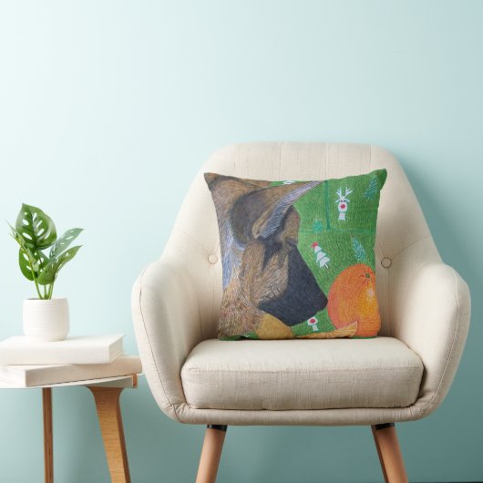  Dog and orange pillow クッション (椅子)