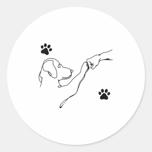 Dog And People Punch Hand Dog Friendship Fist Bump ラウンドシール (正面)