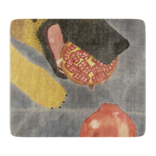 Dog and pomegranate cutting board カッティングボード (正面)