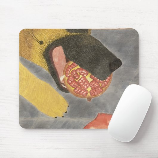 Dog and pomegranate mouse pad マウスパッド (マウス)