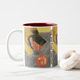 Dog and pomegranate Two-Tone coffee mug ツートーンマグカップ