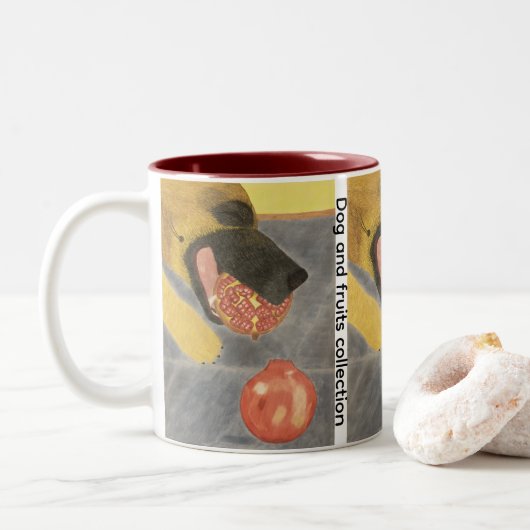 Dog and pomegranate Two-Tone coffee mug ツートーンマグカップ (ドーナツ)