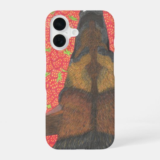 Dog and strawberry phone case iPhone 16ケース (裏面)