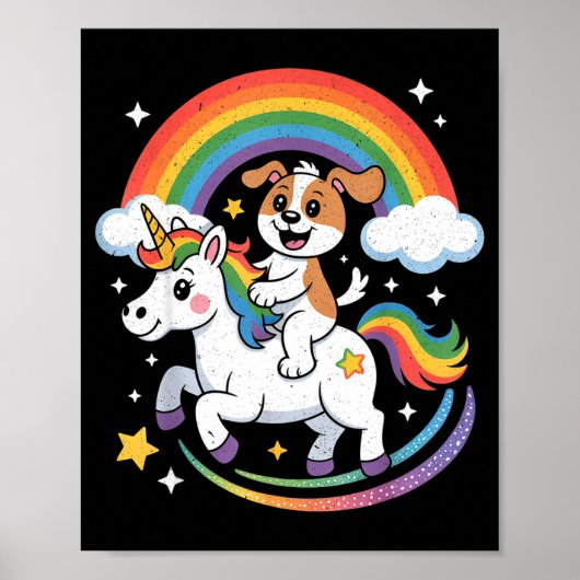 Dog And Unicorn Space Galaxy Rainbow Dogs ポスター (正面)