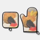Dog and watermelon oven mitt & pot holder set 鍋つかみ&鍋敷きセット (正面)