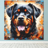 Dog Art 2 - Rottweiler 1 キャンバスプリント (インサイチュ (ウッドフロア))