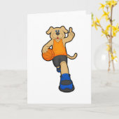 Dog as Basketball player with Basketball カード (黄色い花)