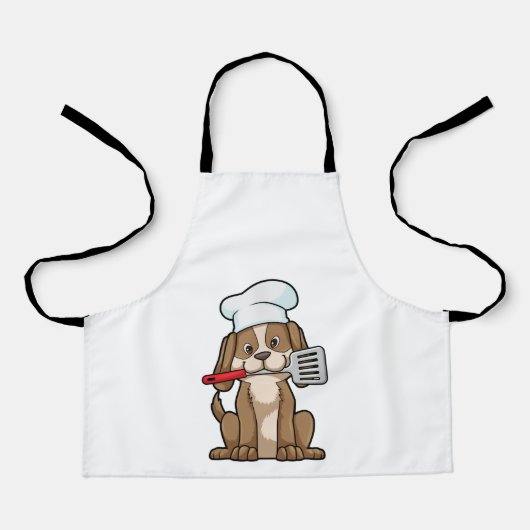 Dog as Cook with Chef's hat & Spatula エプロン (正面)