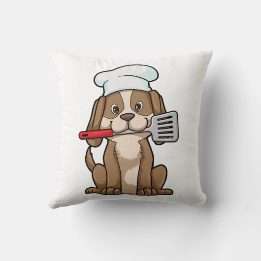 Dog as Cook with Chef's hat & Spatula クッション (裏面)