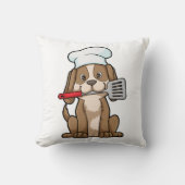 Dog as Cook with Chef's hat & Spatula クッション (正面)