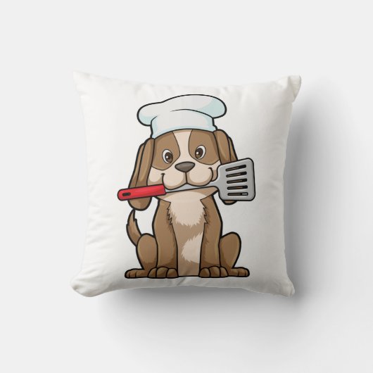 Dog as Cook with Chef's hat & Spatula クッション (正面)