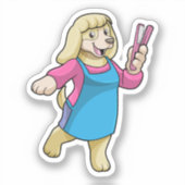 Dog as Hairdresser with Comb シール (正面)