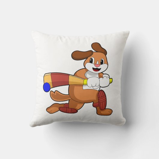 Dog at Cricket with Cricket bat クッション (裏面)