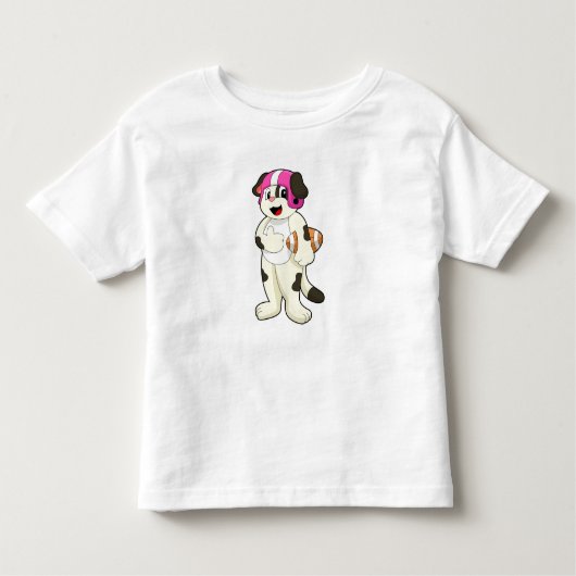 Dog at Football Sport トドラーTシャツ (正面)