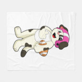 Dog at Football Sport フリースブランケット (正面(横))