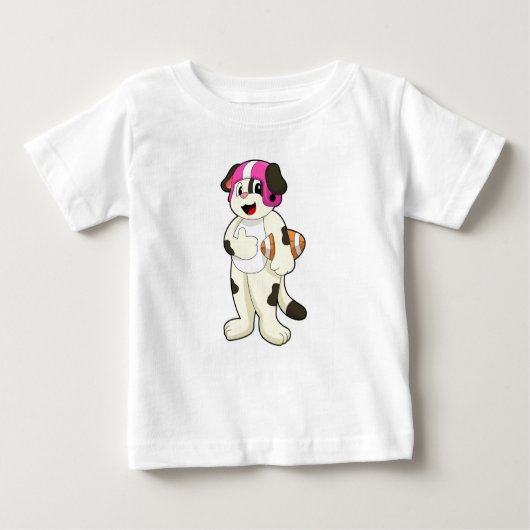 Dog at Football Sport ベビーTシャツ (正面)