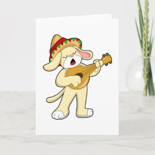 Dog at Music with Guitar カード