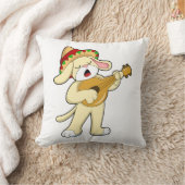 Dog at Music with Guitar クッション (ブランケット)