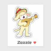 Dog at Music with Guitar シール (シート)