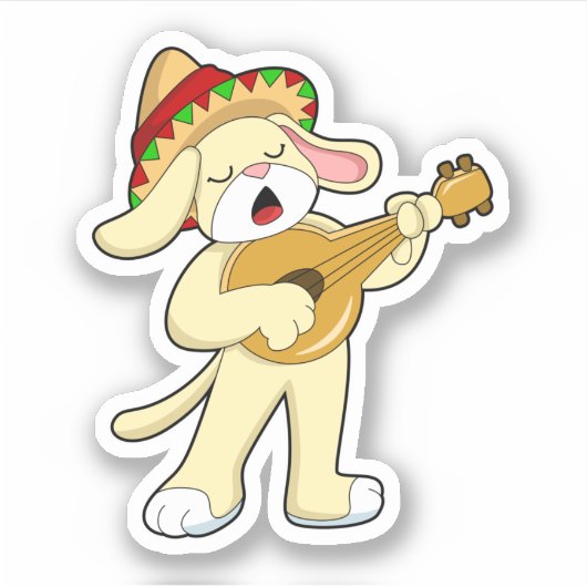 Dog at Music with Guitar シール (正面)