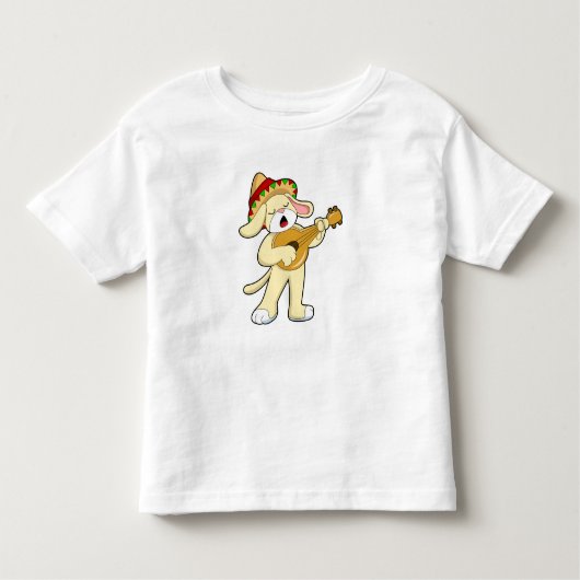 Dog at Music with Guitar トドラーTシャツ (正面)
