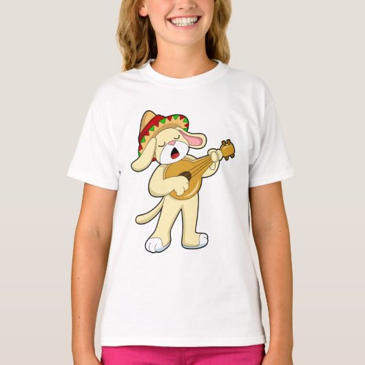 Dog at Music with Guitar Tシャツ (正面)