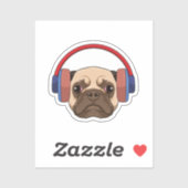 Dog at Music with Headphone シール (シート)