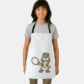 Dog at Tennis with Tennis racket & Cap エプロン (インサイチュ)
