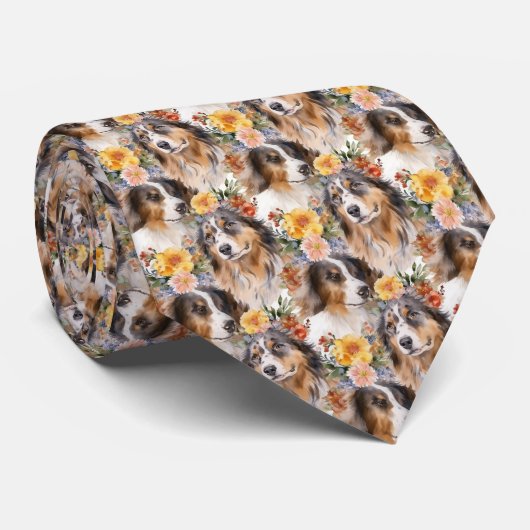 Dog Aussie Lover Canine Retro Custom Tie ネクタイ (ロール)