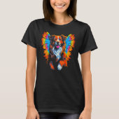 Dog Australian Shepherd Angel Wings Tシャツ (正面)