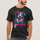 Dog Australian Shepherd Guitar Tシャツ (正面)