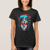 Dog Australian Shepherd Santa Christmas Xmas Tシャツ (正面)