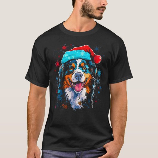 Dog Australian Shepherd Santa Christmas Xmas Tシャツ (正面)