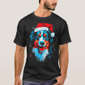 Dog Australian Shepherd Xmas Tシャツ (正面)