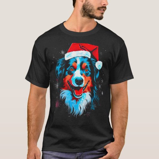 Dog Australian Shepherd Xmas Tシャツ (正面)